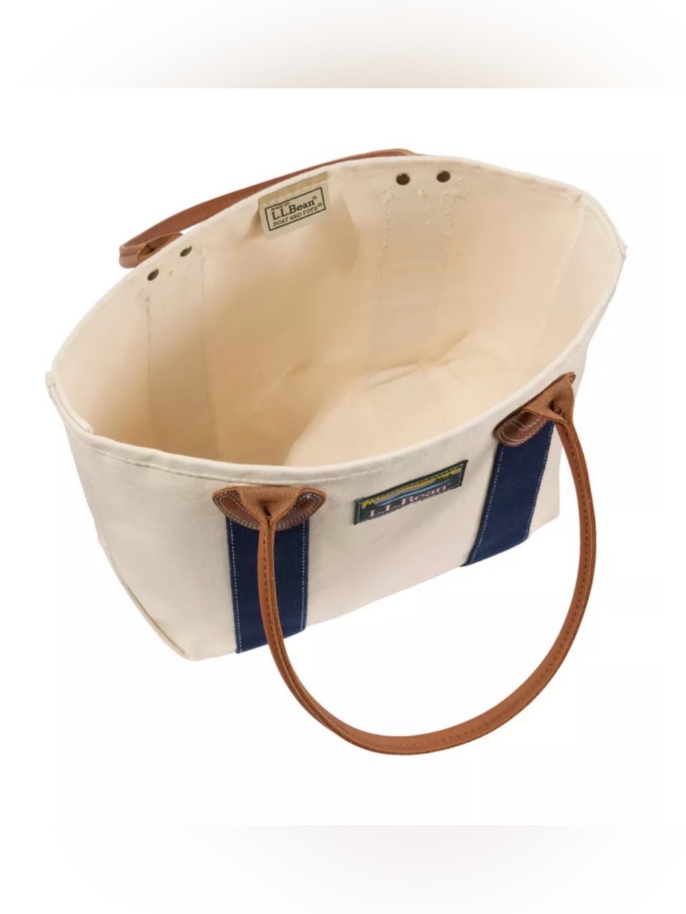 LLBEAN LEATHER HANDLE KATAHDIN BOAT AND TOTE LARGE